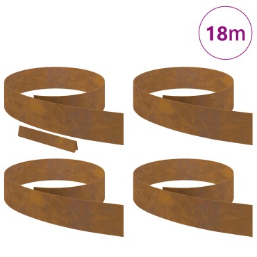 vidaXL Περίγραμμα γκαζόν 4 τμχ. 450 x 0.05 x 15 εκ Σκ rusty