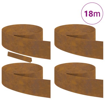 vidaXL Περίγραμμα γκαζόν 4 τμχ. 450 x 0,05 x 20 εκ Σκ rusty