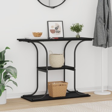 vidaXL Τραπέζι κονσόλας με ράφι Μαύρη Οξυά 101x35x80,5 εκ 1 τεμ.