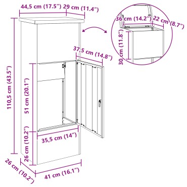 vidaXL Θυρίδα Πακέτων Ασημί 44,5 x 29 x 110,5 εκ Ανοξείδωτο ατσάλι