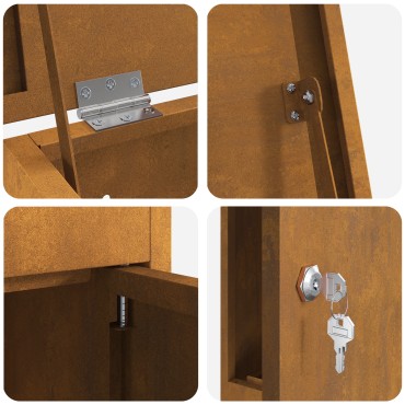 vidaXL Θυρίδα Πακέτων με αποθήκευση Σκ rusty 44,5 x 29 x 110,5 εκ