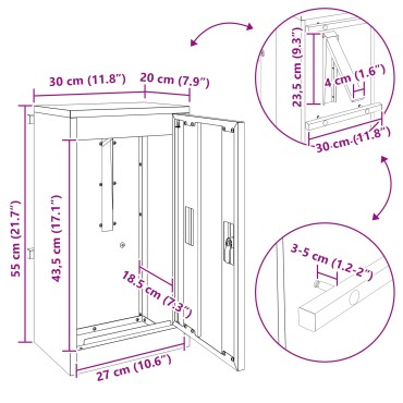 vidaXL γραμματοκιβώτιο με αποθήκευση Λευκό 30 x 20 x 55 εκ. Ατσάλι