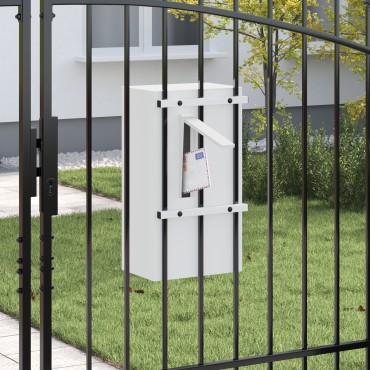 vidaXL γραμματοκιβώτιο με αποθήκευση Λευκό 30 x 20 x 55 εκ. Ατσάλι