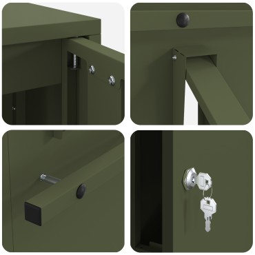 vidaXL γραμματοκιβώτιο με αποθήκευση Λαδί 30 x 20 x 55 εκ. Ατσάλι
