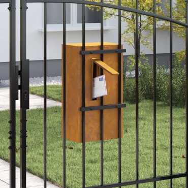 vidaXL γραμματοκιβώτιο με αποθήκευση Σκ rusty 30 x 20 x 55 εκ.