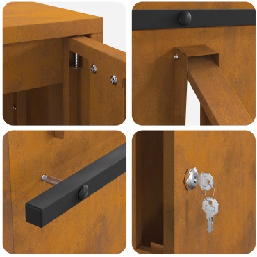 vidaXL γραμματοκιβώτιο με αποθήκευση Σκ rusty 30 x 20 x 55 εκ.