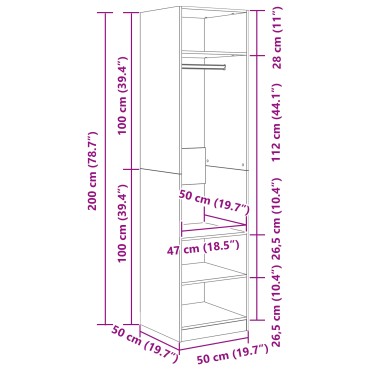 vidaXL Ντουλάπι Artisan Oak 50x50x200cm Επεξεργασμένο Ξύλο