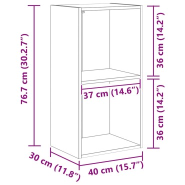 vidaXL Ράφι Βιβλίων 2 επιπέδων 40x30x77cm Επεξεργασμένο Ξύλο 1 τεμ.