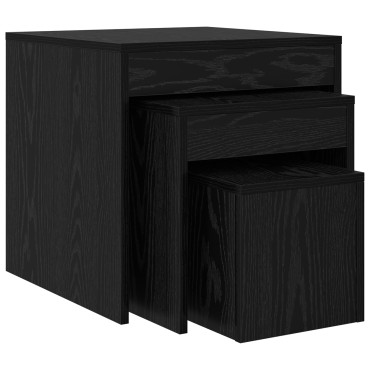 vidaXL Τραπεζάκι σαλονιού 3 τεμ. Μαύρη Οξυά 45x45x45cm