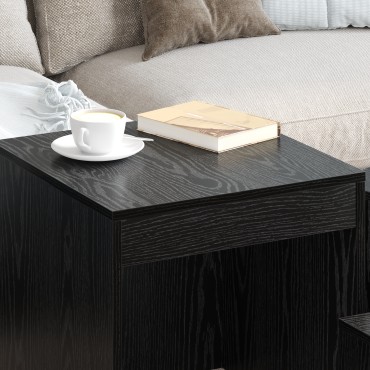 vidaXL Τραπεζάκι σαλονιού 3 τεμ. Μαύρη Οξυά 45x45x45cm