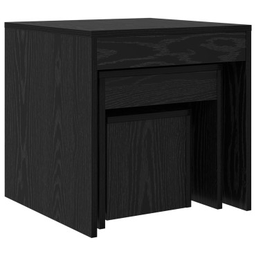 vidaXL Τραπεζάκι σαλονιού 3 τεμ. Μαύρη Οξυά 45x45x45cm