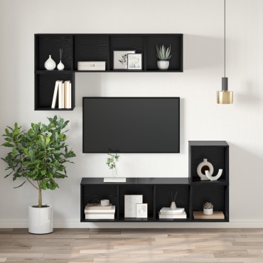 vidaXL Σετ επίπλου τηλεόρασης 37x37x107cm Μαύρη Οξυά
