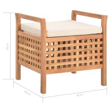 vidaXL Πάγκος με Αποθηκευτικό Χώρο 49x48x49cm Μασίφ Ξύλο Καρυδιάς 1 τεμ.