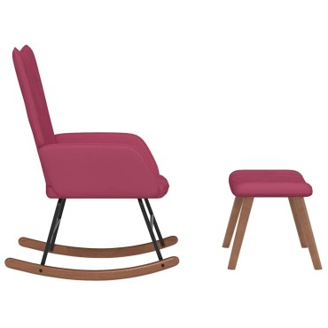 vidaXL Πολυθρόνα Κουνιστή Μπορντό Βελούδινη με Σκαμπό 61x78x98cm 1 τεμ.