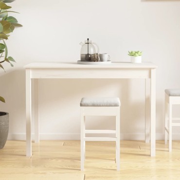 vidaXL Τραπεζαρία Λευκή 110x55x75cm από Μασίφ Ξύλο Πεύκου 1 τεμ.
