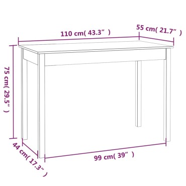 vidaXL Τραπεζαρία Λευκή 110x55x75cm από Μασίφ Ξύλο Πεύκου 1 τεμ.