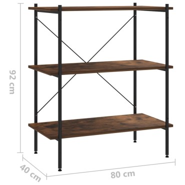 vidaXL Ραφιέρα 3 Επιπέδων Μαύρη και Φυσικό 80x40x92cm 1 τεμ.