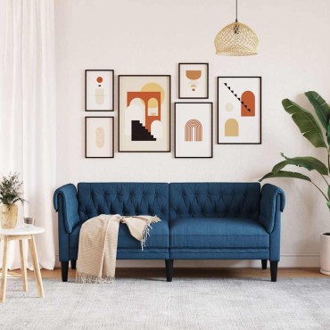 vidaXL Καναπές Διθέσιος Chesterfield Μπλε Υφασμάτινος 182,5x74,5x74,5cm 1 τεμ.