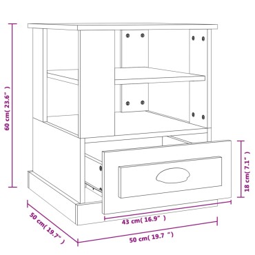 vidaXL Βοηθητικό Τραπέζι Sonoma Δρυς 50x50x60cm Επεξεργασμένο Ξύλο 1 τεμ.