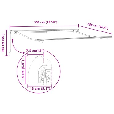 vidaXL Αναδιπλούμενη τέντα Πορτοκαλί και Καφέ 350 x 250 εκ