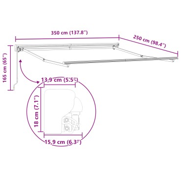 vidaXL Σκελετός Τέντας Ανθρακί 350 x 250 εκ