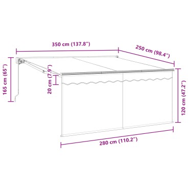 vidaXL Αναδιπλούμενη τέντα Ανθρακί 350 x 250 εκ