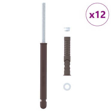 vidaXL Βραχίονες Floating Shelf 12 pcs Μπεζ Ø12 x 190 mm Ατσάλι