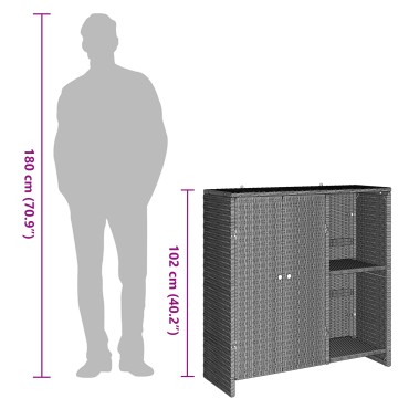 vidaXL Ντουλάπι αποθήκευσης Ανοιχτό γκρι 100x36x102cm Ρατάν 1 τεμ.