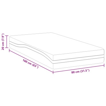 vidaXL Στρώμα Λευκό και Μαύρο 80x160cm Ζακάρ ύφασμα 1 τεμ. - Μονό