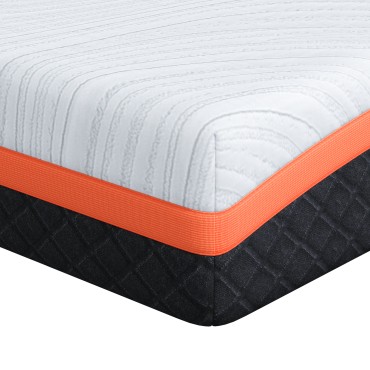 vidaXL Στρώμα Λευκό και Μαύρο 90x190cm Ζακάρ ύφασμα 1 τεμ. - Μονό