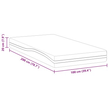 vidaXL Στρώμα Λευκό και Μαύρο 100x200cm Ζακάρ ύφασμα 1 τεμ. - Μονό