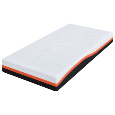 vidaXL Στρώμα Λευκό και Μαύρο 100x200cm Ζακάρ ύφασμα 1 τεμ. - Μονό