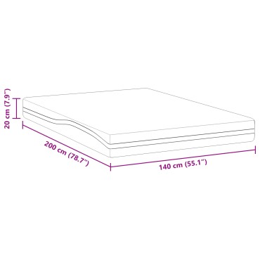 vidaXL Στρώμα Λευκό και Μαύρο 140x200cm Ζακάρ ύφασμα 1 τεμ. - Διπλό