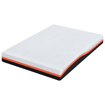 vidaXL Στρώμα Λευκό και Μαύρο 140x200cm Ζακάρ ύφασμα 1 τεμ. - Διπλό