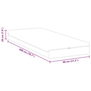 vidaXL Στρώμα Μέτρια μαλακό 80x200cm Λευκό και Γκρι 1 τεμ. - Μονό
