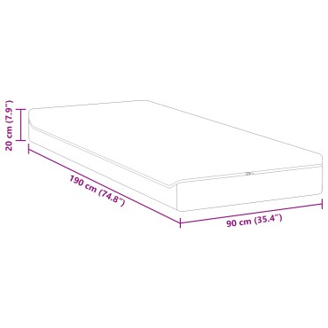vidaXL Στρώμα Λευκό και Γκρι 90x190cm Ζακάρ ύφασμα 1 τεμ. - Μονό