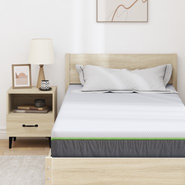 vidaXL Στρώμα Μέτρια μαλακό 90x200cm Λευκό και Γκρι 1 τεμ. - Μονό