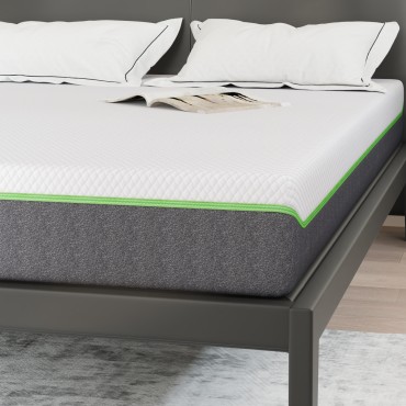 vidaXL Στρώμα Μέτρια μαλακό 140x200cm Λευκό και Γκρι 1 τεμ. - Διπλό