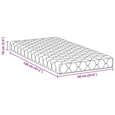 vidaXL Στρώμα Λευκό 60x120cm Ζακάρ ύφασμα 1 τεμ. - Μονό