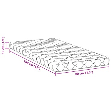 vidaXL Στρώμα Λευκό 80x160cm Ζακάρ ύφασμα 1 τεμ. - Μονό