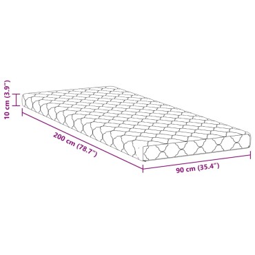 vidaXL Στρώμα Λευκό 90x200cm Ζακάρ ύφασμα 1 τεμ. - Μονό