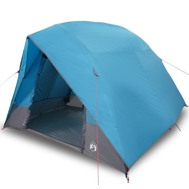 vidaXL Σκηνή Camping 4 ατόμων Μπλε ταφτάς Αδιάβροχο
