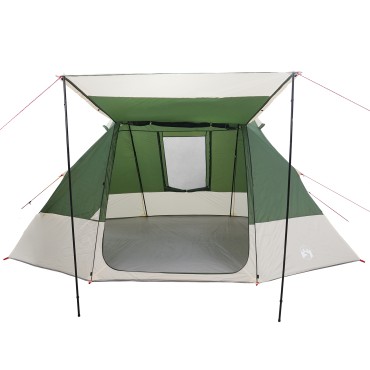 vidaXL Σκηνή Camping 10 ατόμων Πράσινο ταφτάς Αδιάβροχο