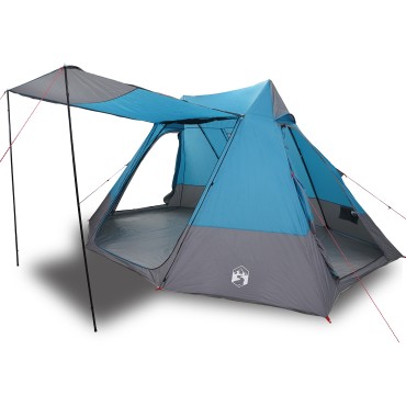 vidaXL Σκηνή Camping με στέγη Μπλε 482 x 360 x 227 εκ ταφτάς