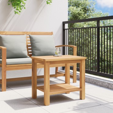 vidaXL Τραπεζάκι σαλονιού με ράφι Καφέ 50x35x45cm Στερεό Ξύλο Τίκ 1 τεμ.