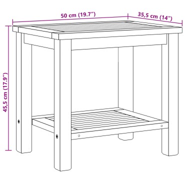 vidaXL Τραπεζάκι σαλονιού με ράφι Καφέ 50x35x45cm Στερεό Ξύλο Τίκ 1 τεμ.