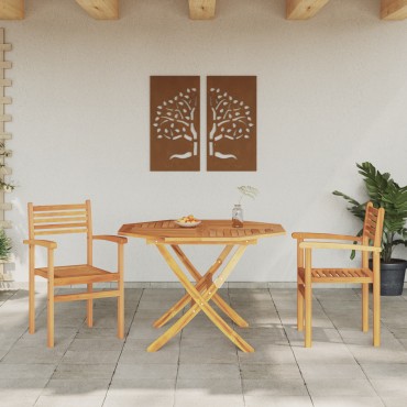 vidaXL Καρέκλα 2 τεμ. Καφέ Στερεό Ξύλο Τίκ 56x55x90,5cm