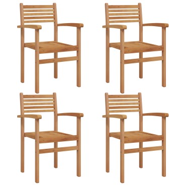 vidaXL Καρέκλα 4 τεμ. Καφέ Στερεό Ξύλο Τίκ 56x55x90,5cm