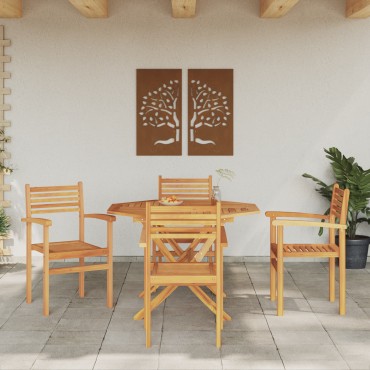 vidaXL Καρέκλα 4 τεμ. Καφέ Στερεό Ξύλο Τίκ 56x55x90,5cm