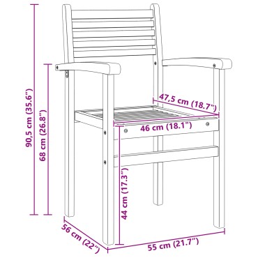 vidaXL Καρέκλα 4 τεμ. Καφέ Στερεό Ξύλο Τίκ 56x55x90,5cm